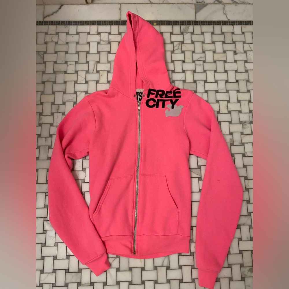Free city pink zip up hoodie